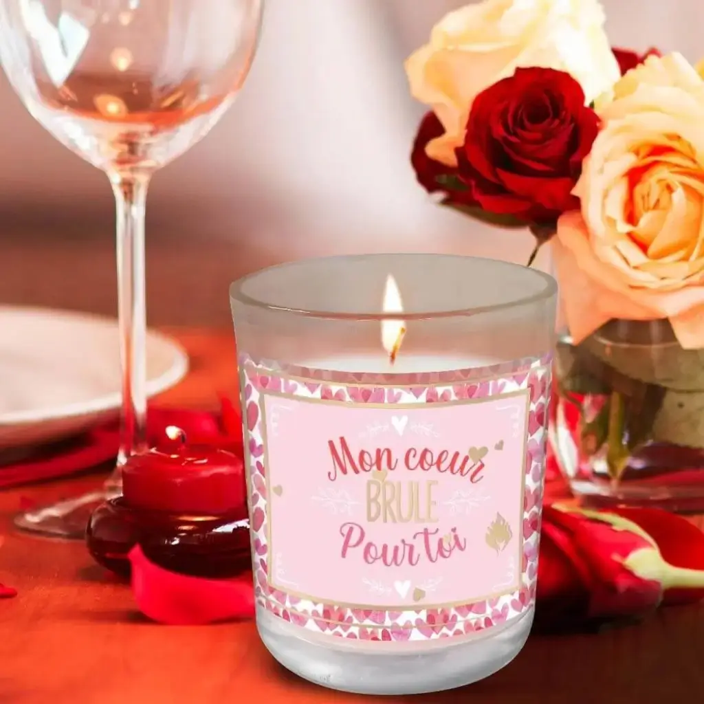 Bougie en Verre Mon cœur brule pour toi