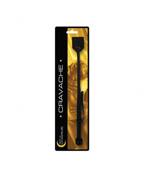 cravache noire double face plumes douces cravache ferme sensations sensuelles caresses préliminaires intimes polyvalente quarante centimètres prise main confortable fétiche main image 1