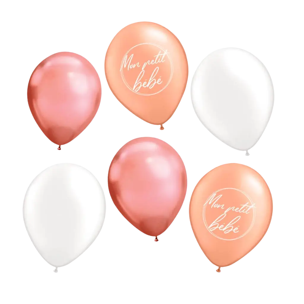 Ballons "Mon petit Bébé" Rose - lot de 6 - 30CM