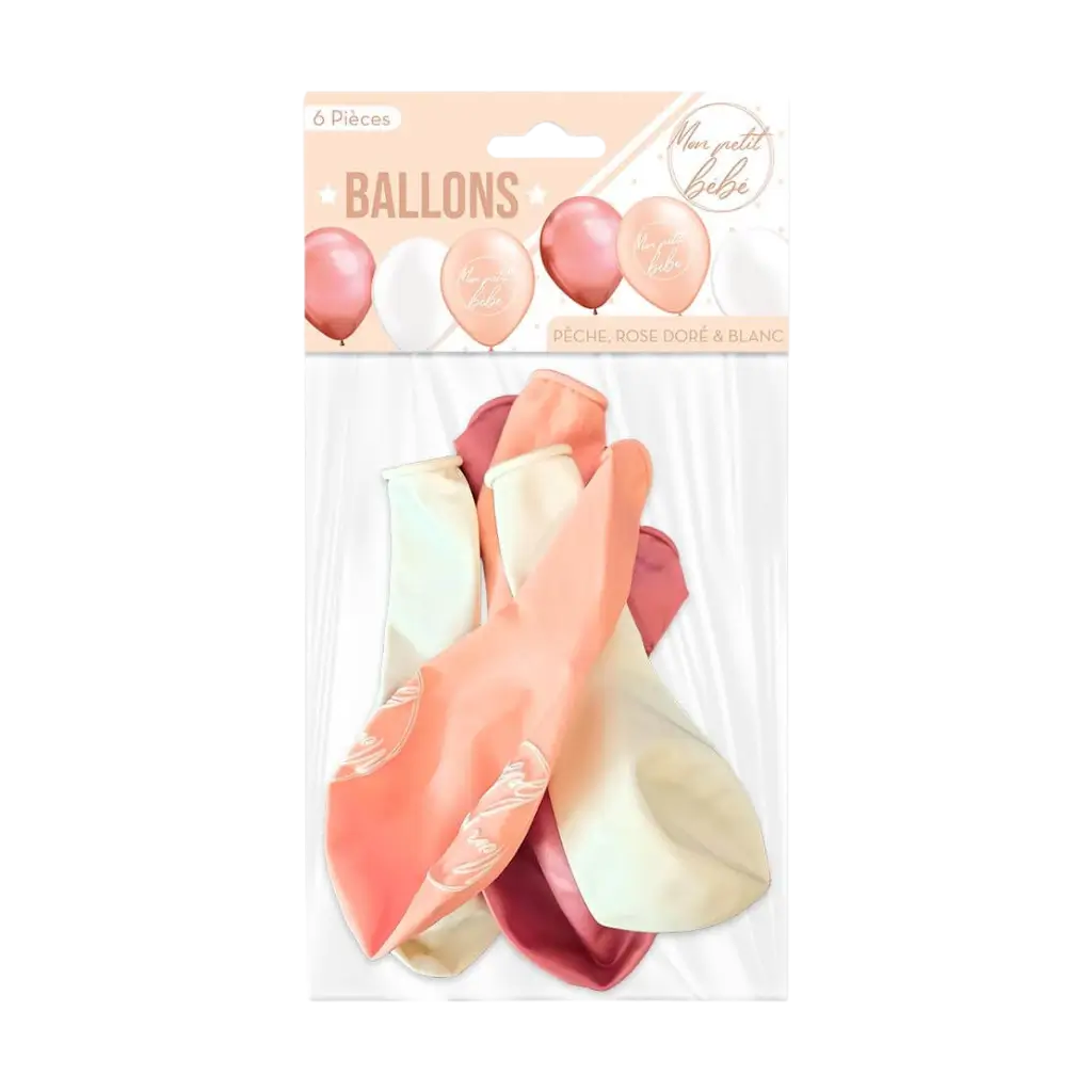 Ballons "Mon petit Bébé" Rose - lot de 6 - 30CM