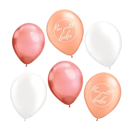 Ballons Mon petit Bébé Rose - lot de 6 - 30CM