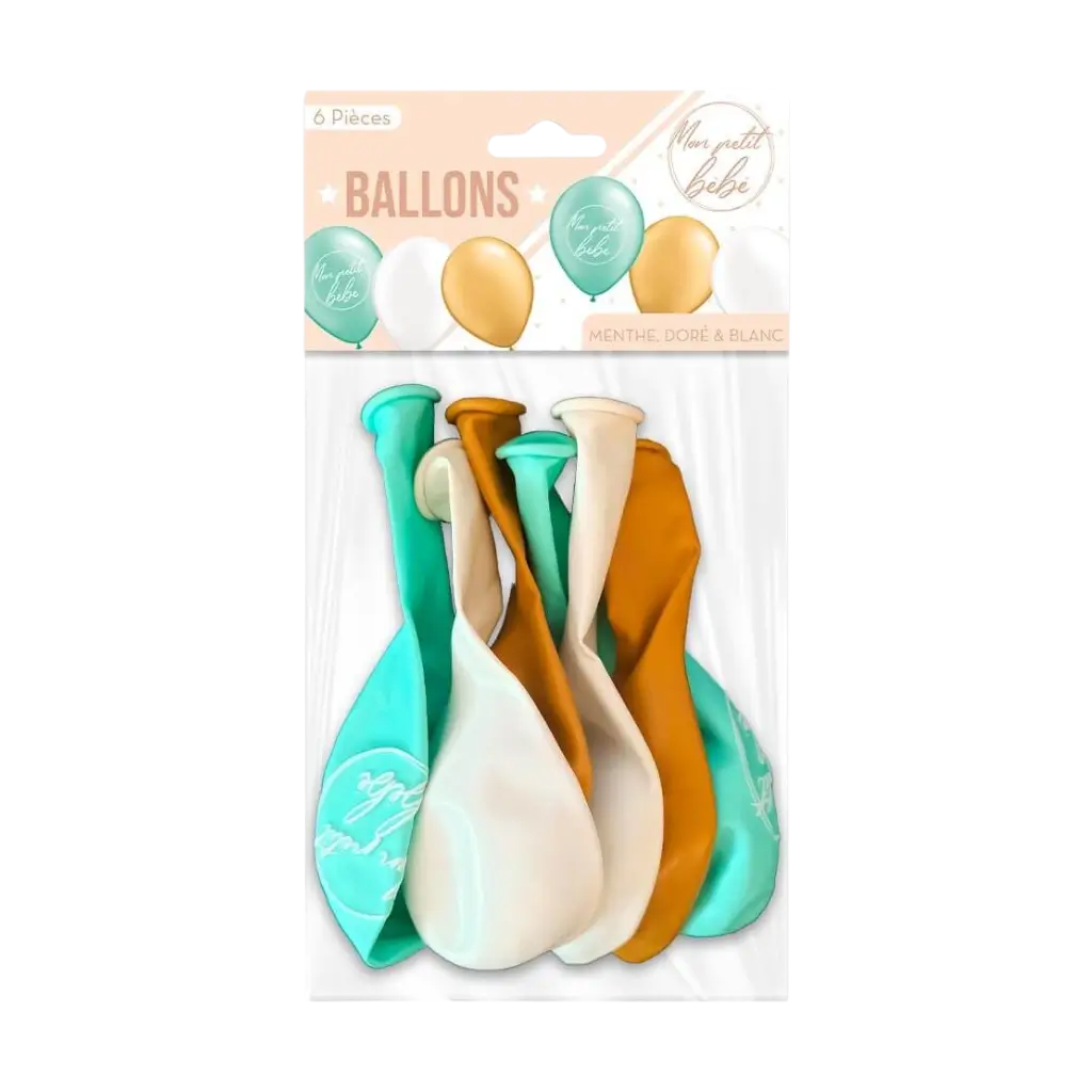 Ballons Mon petit bébé Bleu - Lot de 6 - 30CM