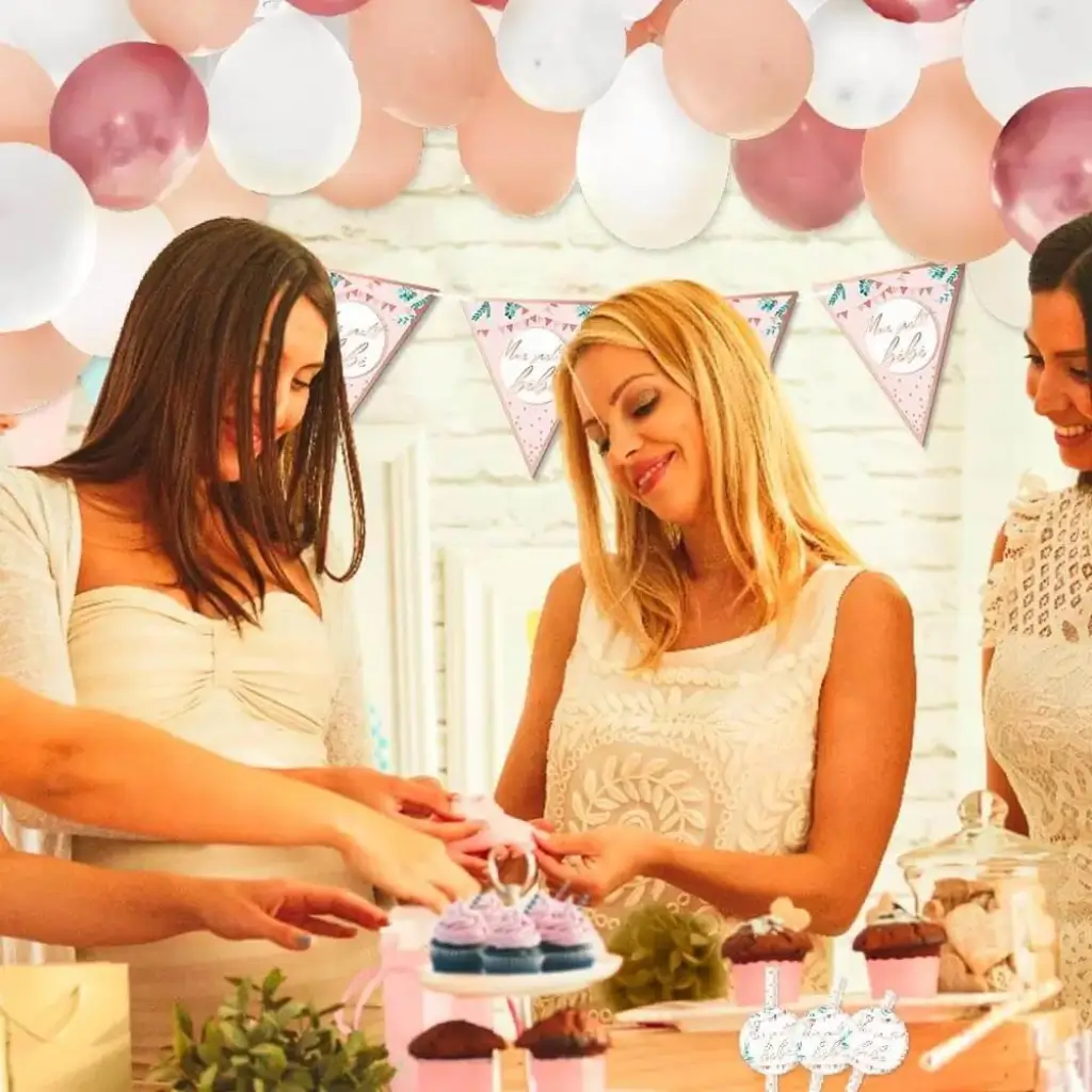 Kit 40 Ballons pour Arche Baby Girl - Blanc/ Rose/ Or Rose
