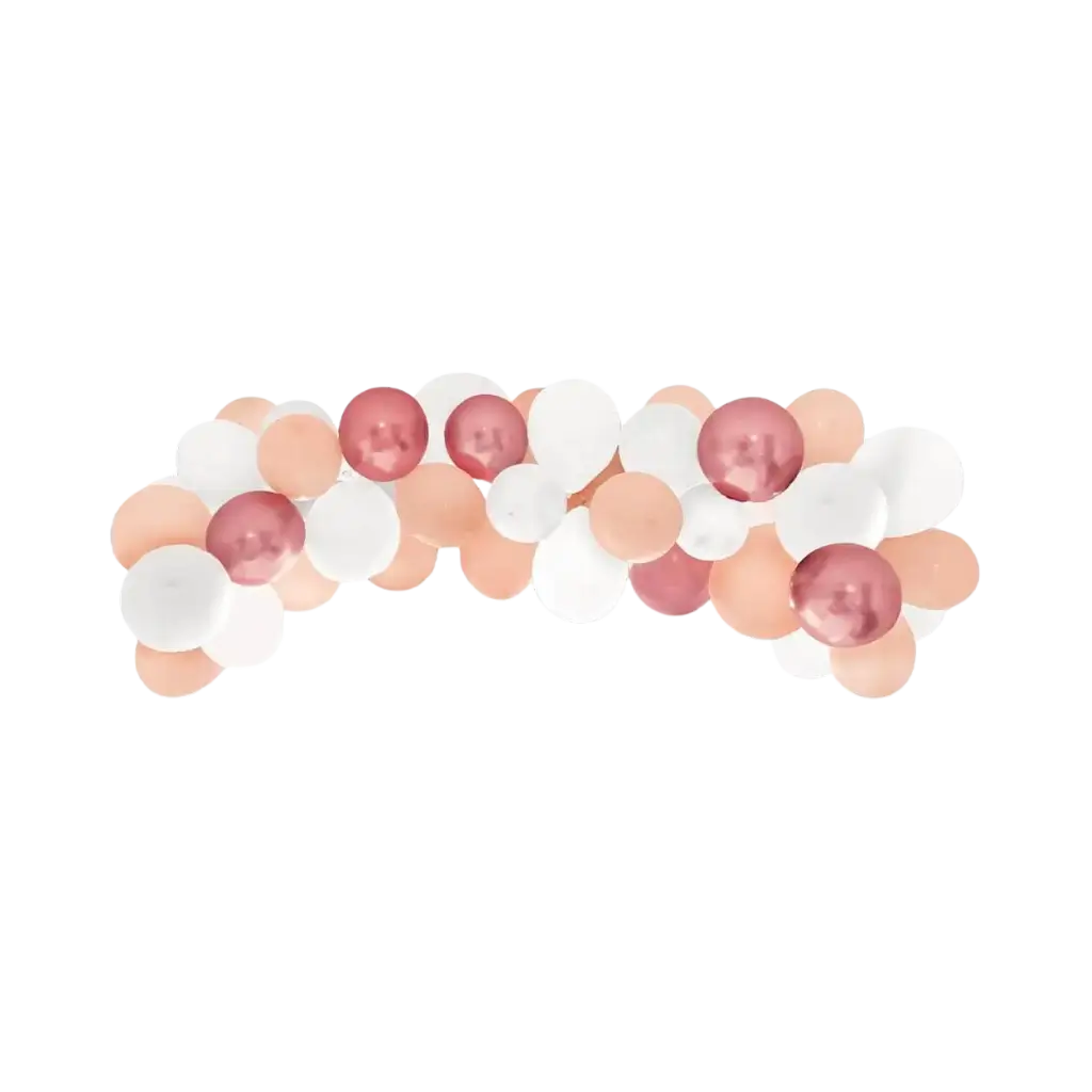 Kit 40 Ballons pour Arche Baby Girl - Blanc/ Rose/ Or Rose