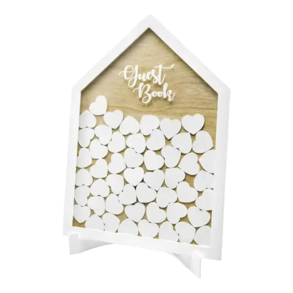 Livre d&#39;or en bois - Maison &amp; 50 coeurs