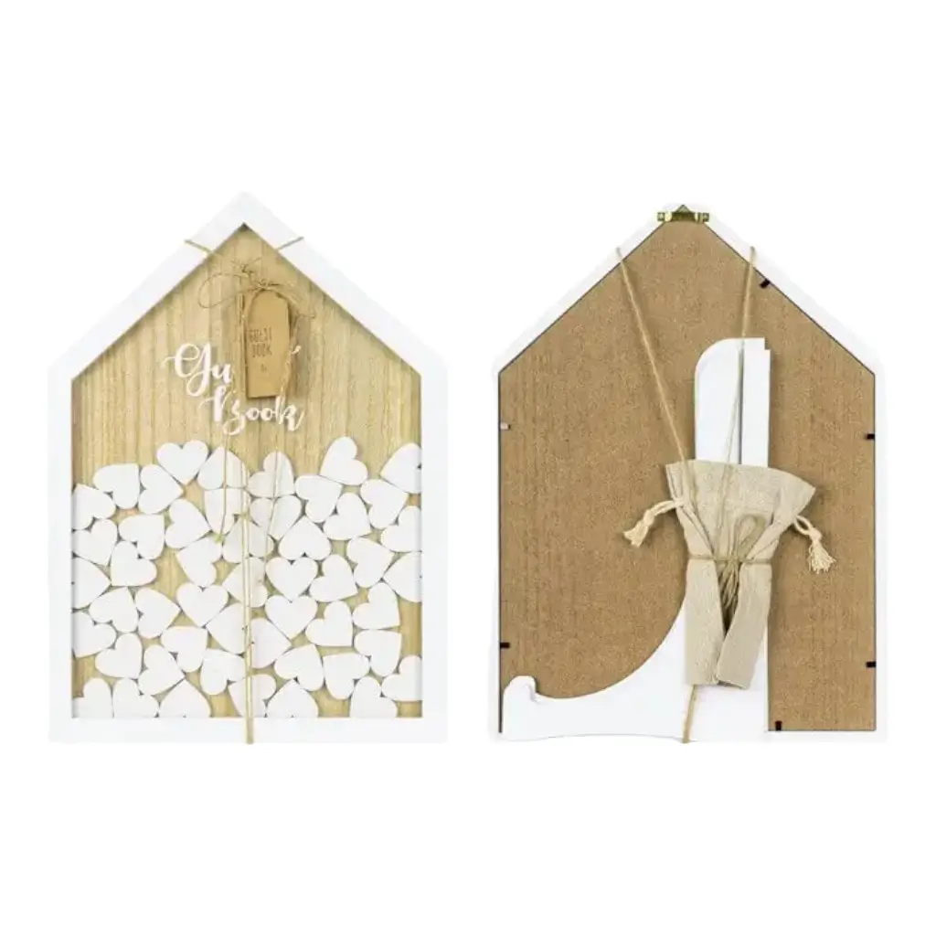 Livre d&#39;or en bois - Maison &amp; 50 coeurs
