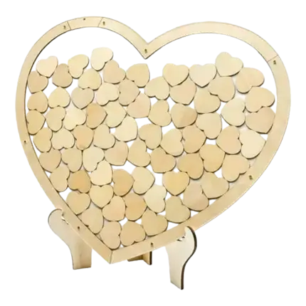 Livre d'or en bois - Coeur + Support