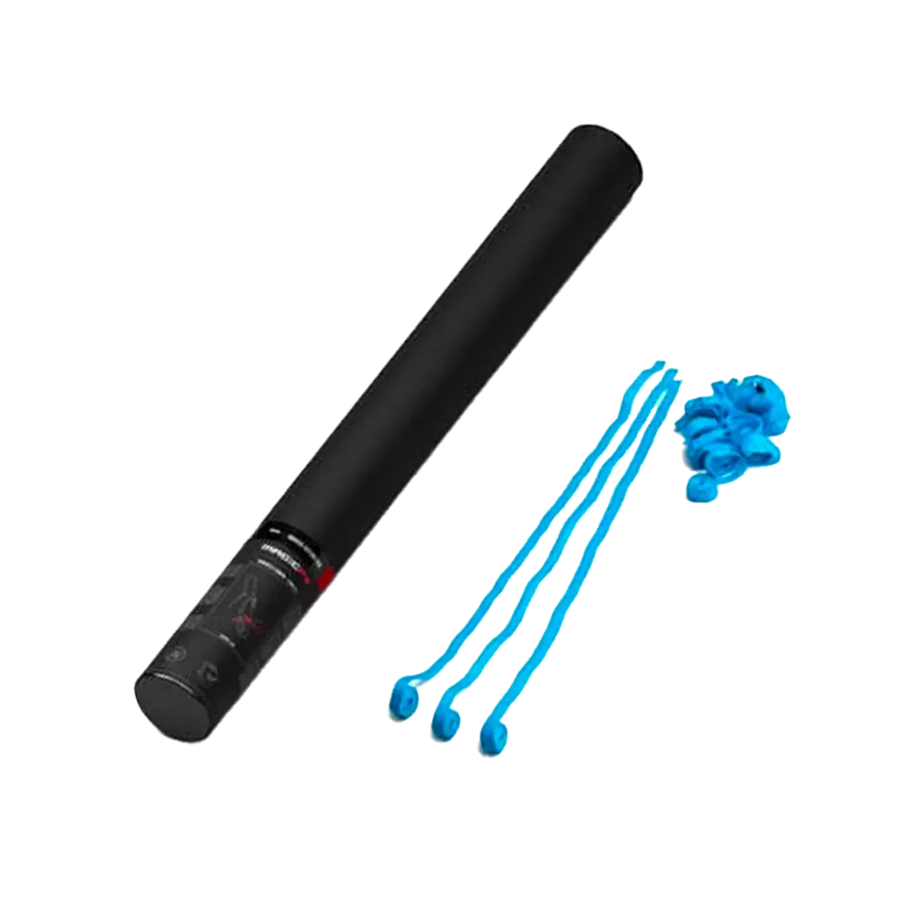 Canon à confettis manuel - Serpentin bleu 50 cm - Magic FX