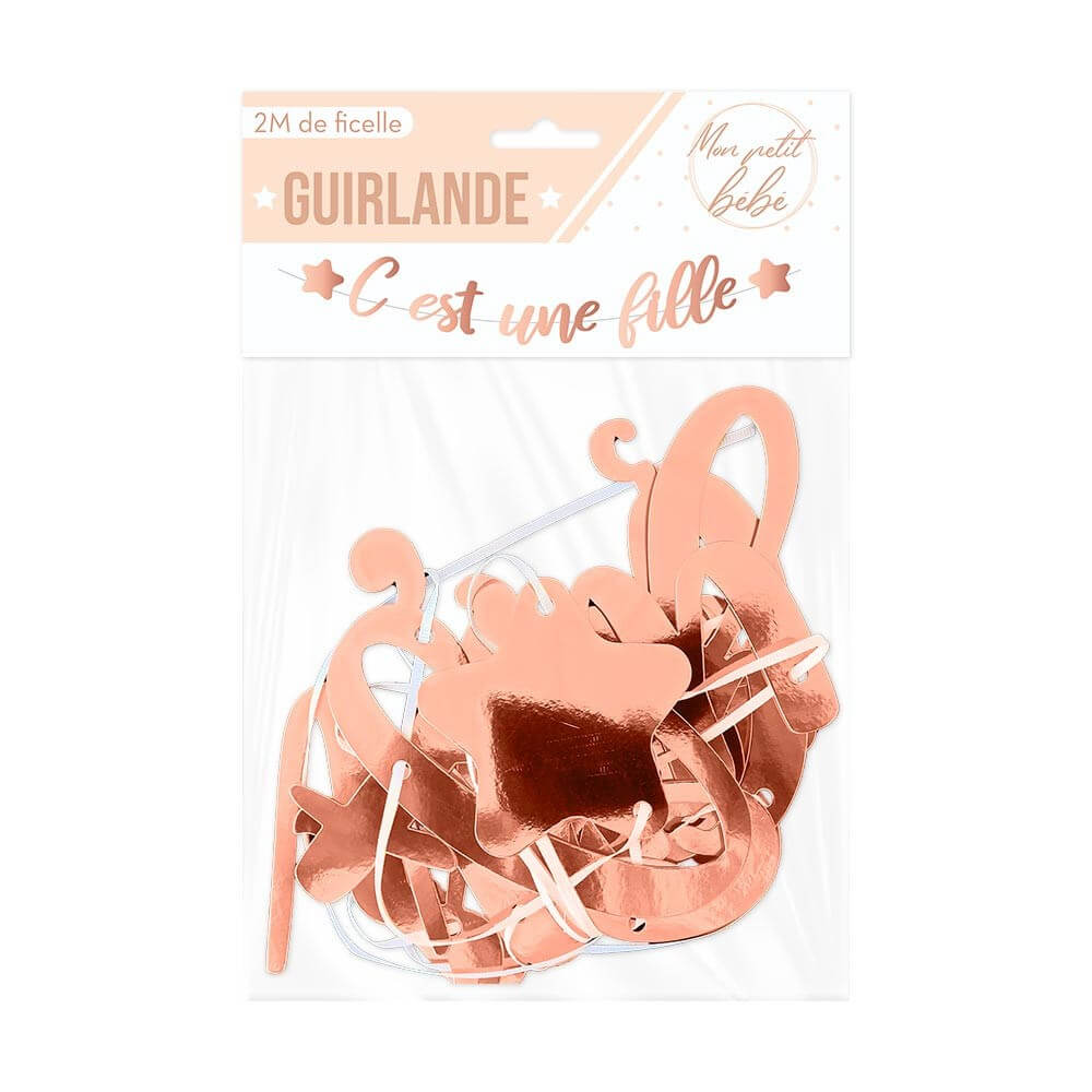 Guirlande en Papier "C'est une fille" Rose Gold