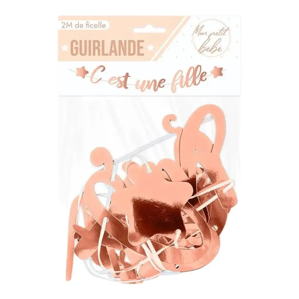 Guirlande en Papier "C'est une fille" Rose Gold