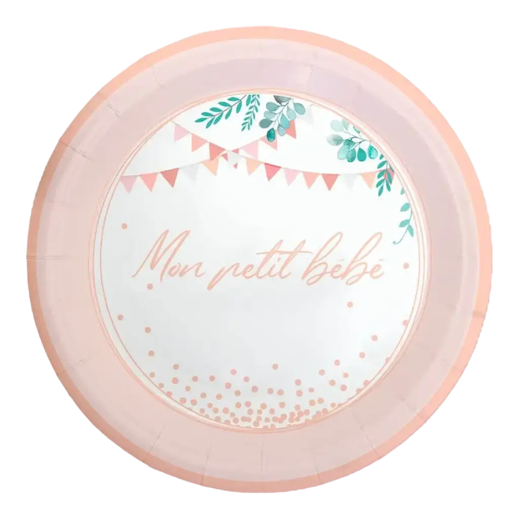 Assiette Rose "Mon petit bébé" - Lot de 6