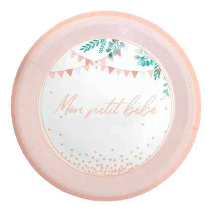 Assiette Rose Mon petit bébé - Lot de 6