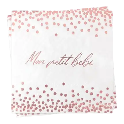 Serviette Rose "Mon petit bébé" - Lot de 12