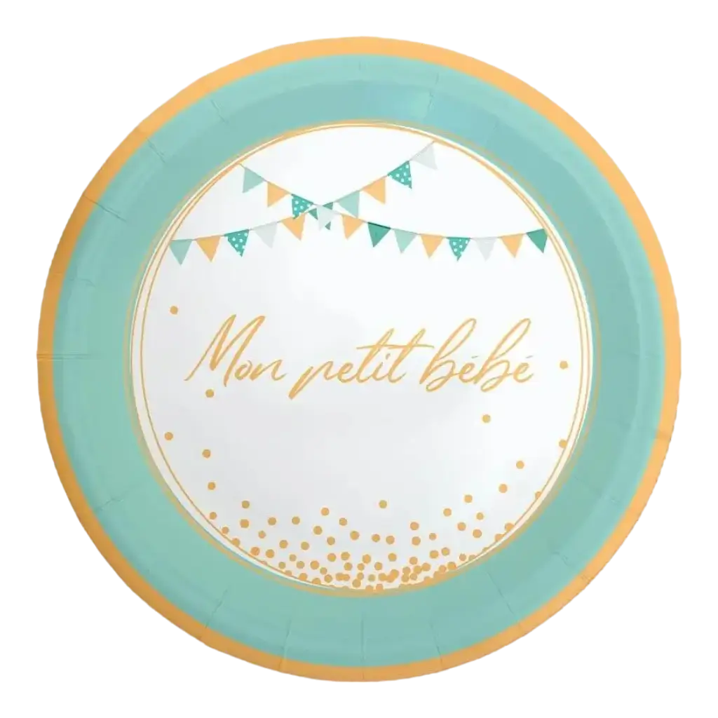 Assiette Bleu "Mon petit bébé" - Lot de 6