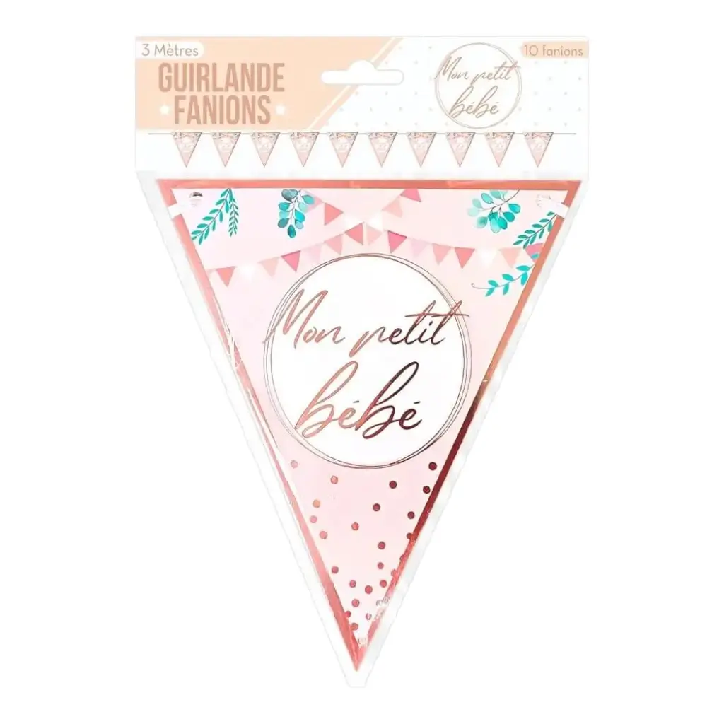  Guirlande Fanions Rose Mon petit bébé 