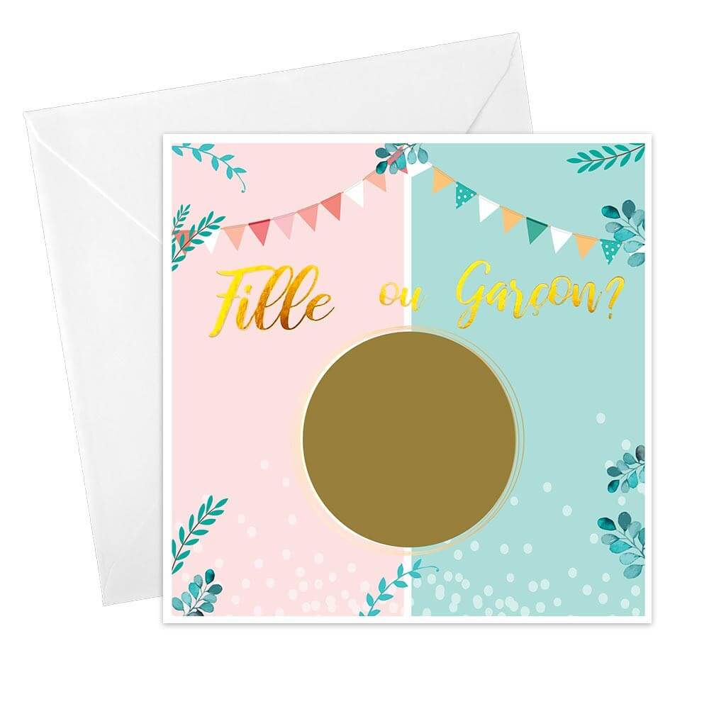 6 Cartes à gratter Révélation "Fille ou Garçon" - GARÇON 