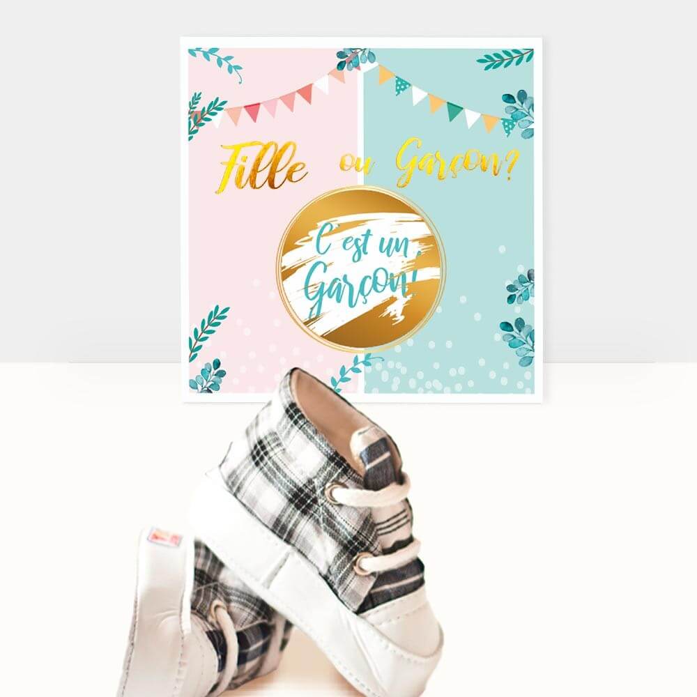 6 Cartes à gratter Révélation "Fille ou Garçon" - GARÇON 