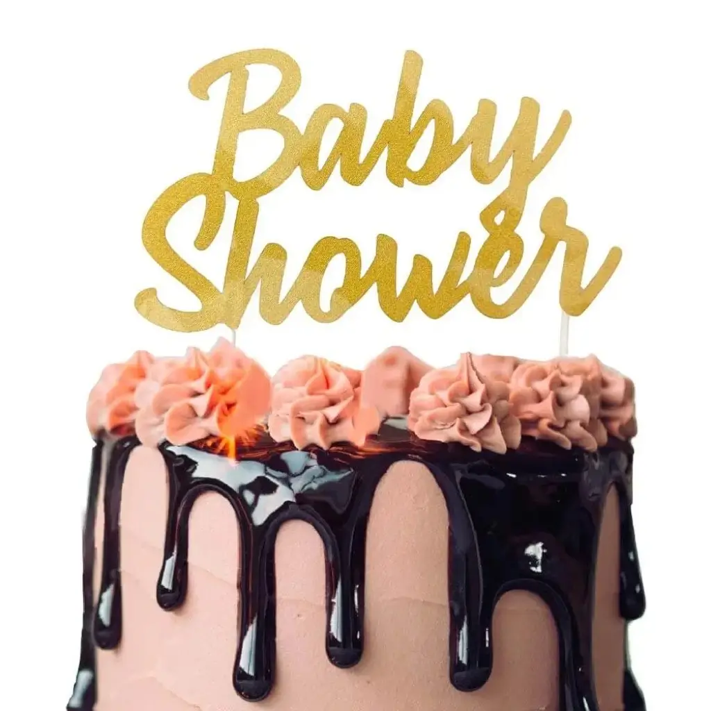 Décoration pour Gâteau Baby Shower Doré 