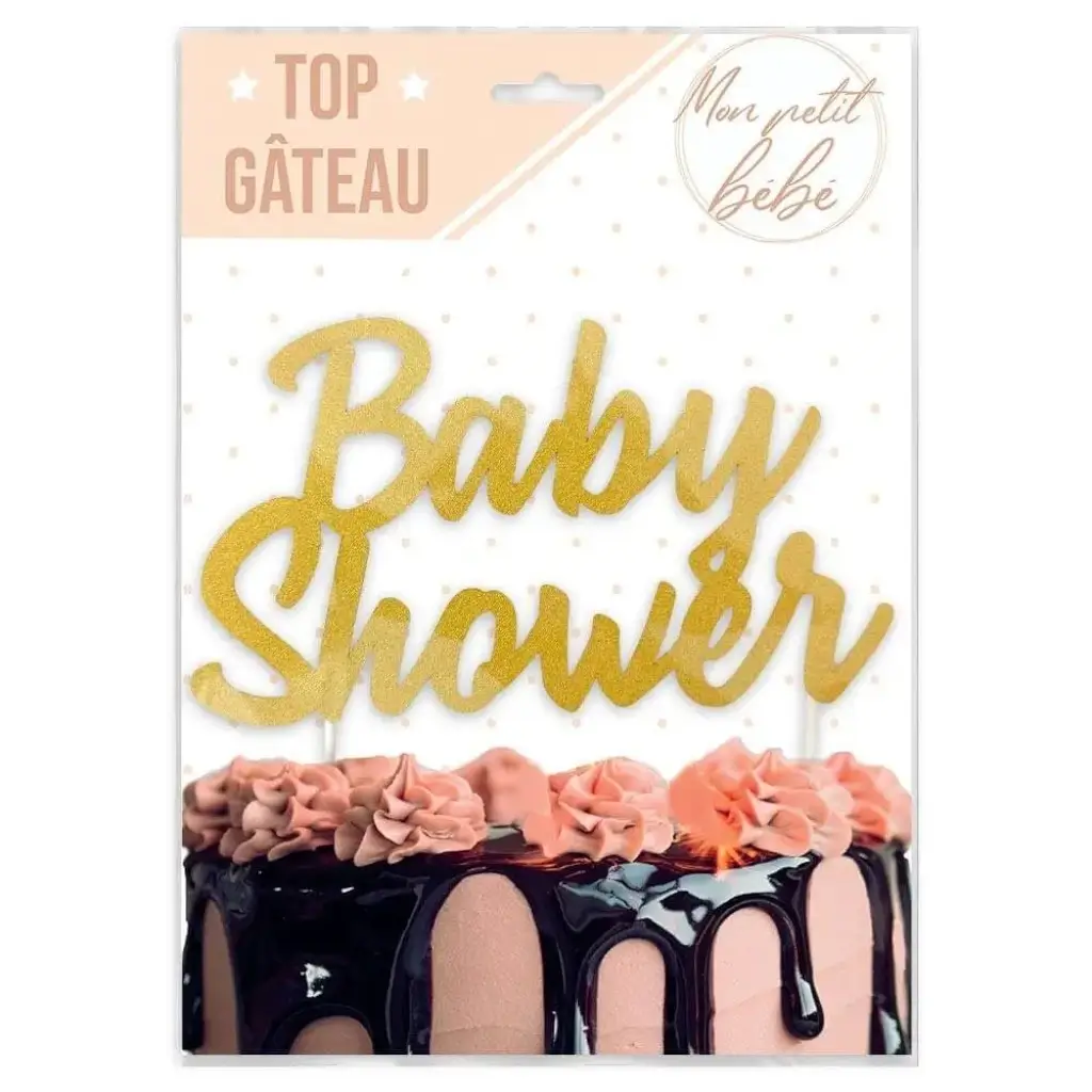 Décoration pour Gâteau Baby Shower Doré 