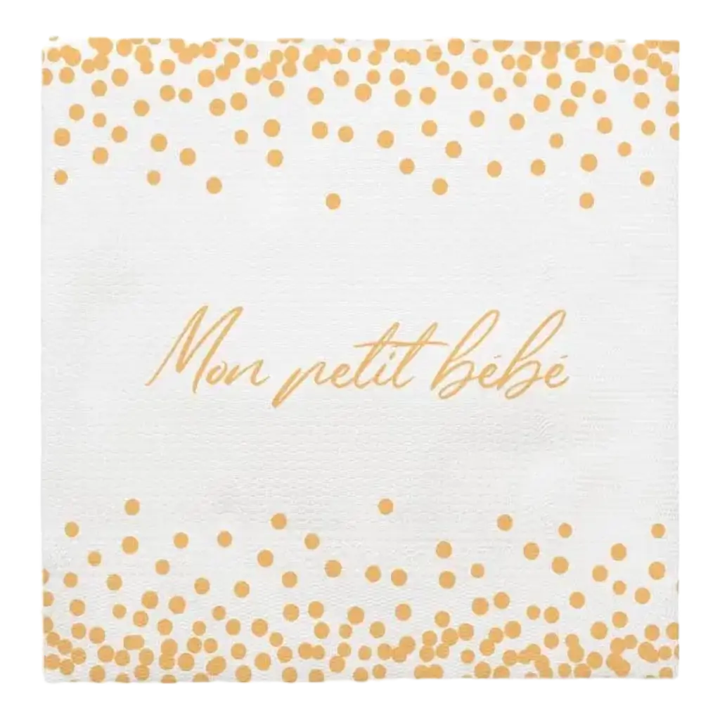 Serviette Dorée "Mon petit Bébé" - Lot de 12