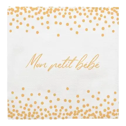 Serviette Dorée "Mon petit Bébé" - Lot de 12