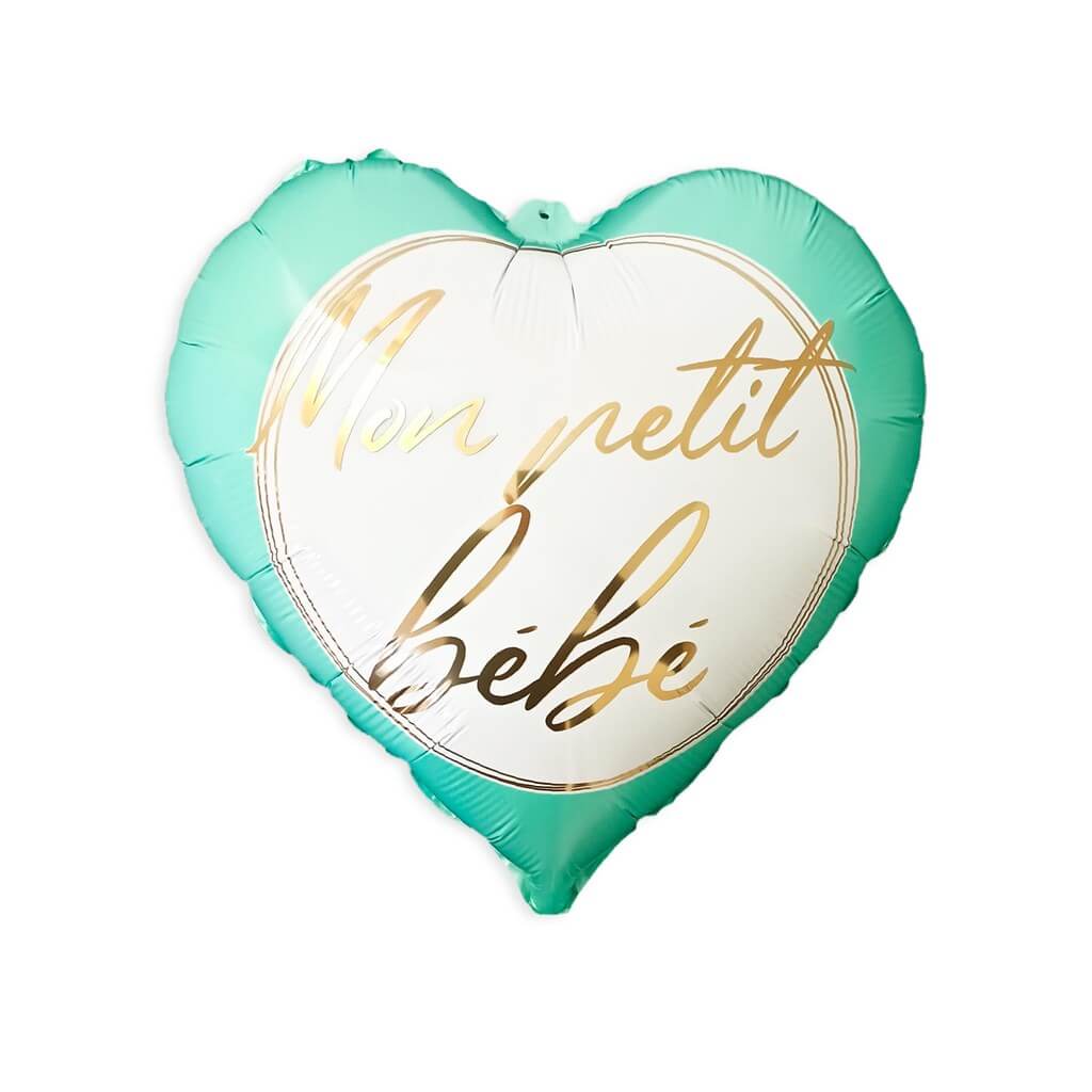 Ballon Métallique Cœur Bleu "Mon petit Bébé" - 48cm