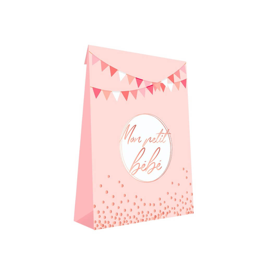 Pochette Cadeau Rose "Mon petit Bébé" - lot de 6
