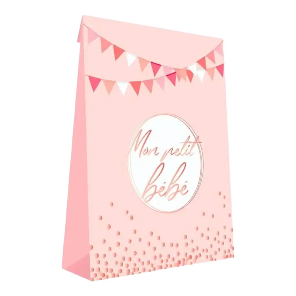 Pochette Cadeau Rose "Mon petit Bébé" - lot de 6