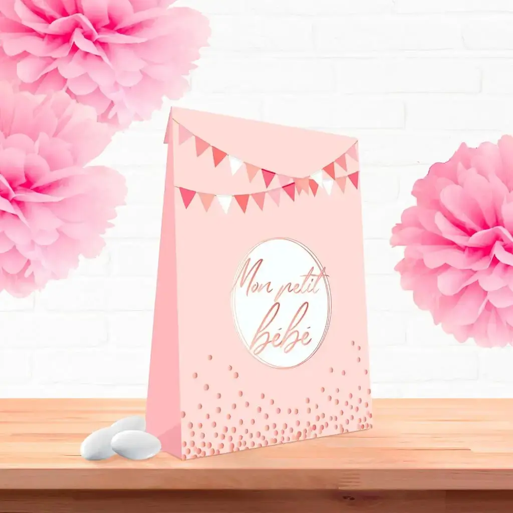Pochette Cadeau Rose Mon petit Bébé - lot de 6