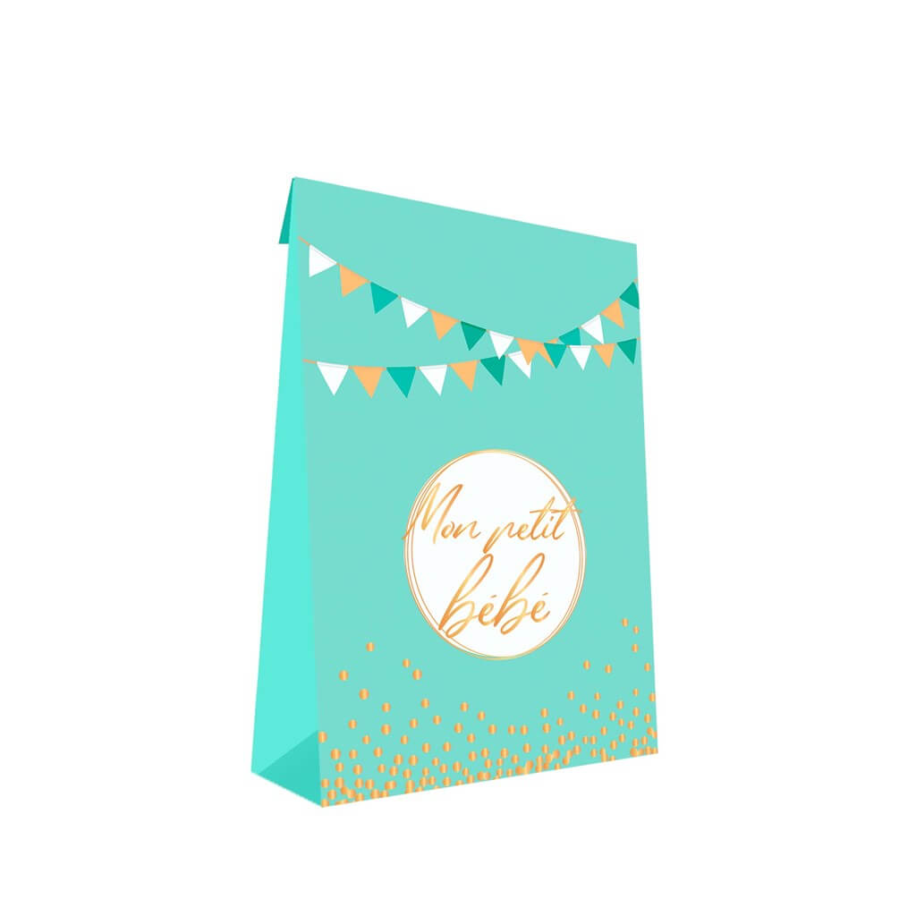Pochette Cadeau Bleu "Mon petit Bébé" - lot de 6