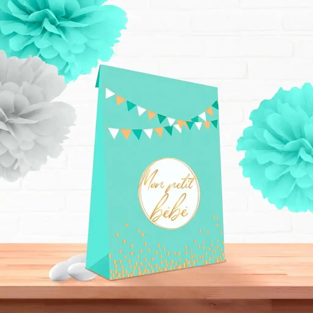 Pochette Cadeau Bleu Mon petit Bébé - lot de 6