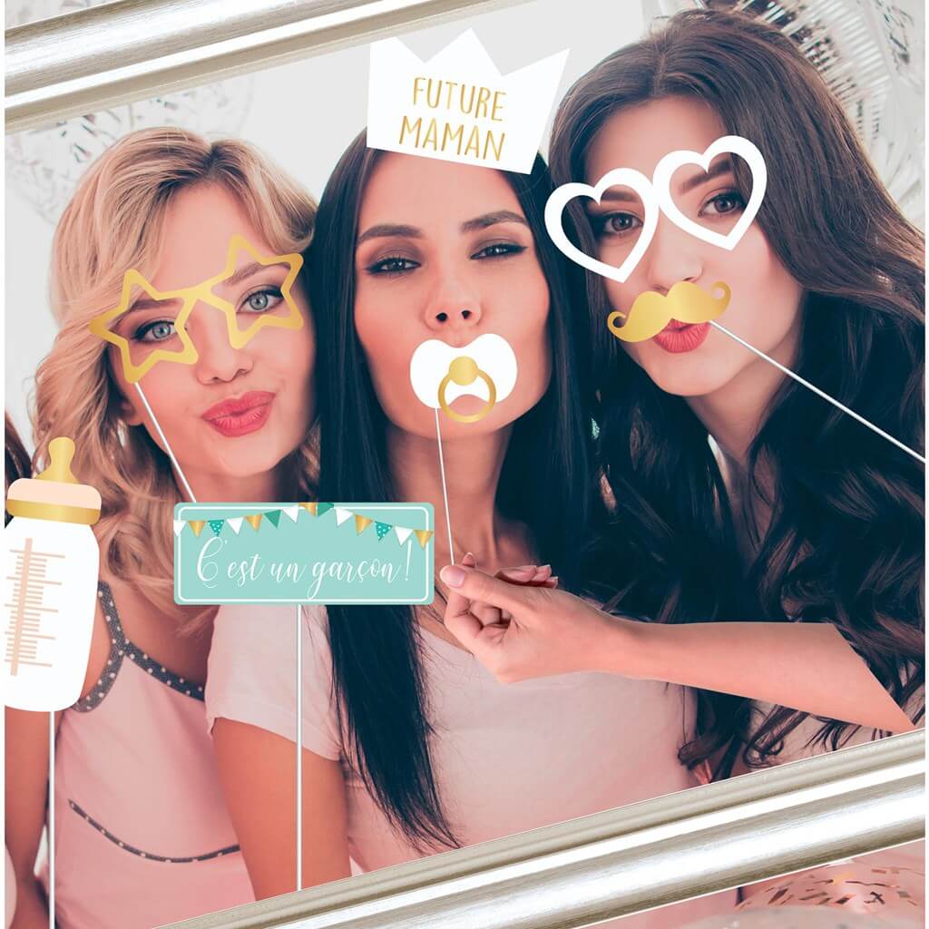 Photobooth Baby Shower bleu  - 12 accessoires 