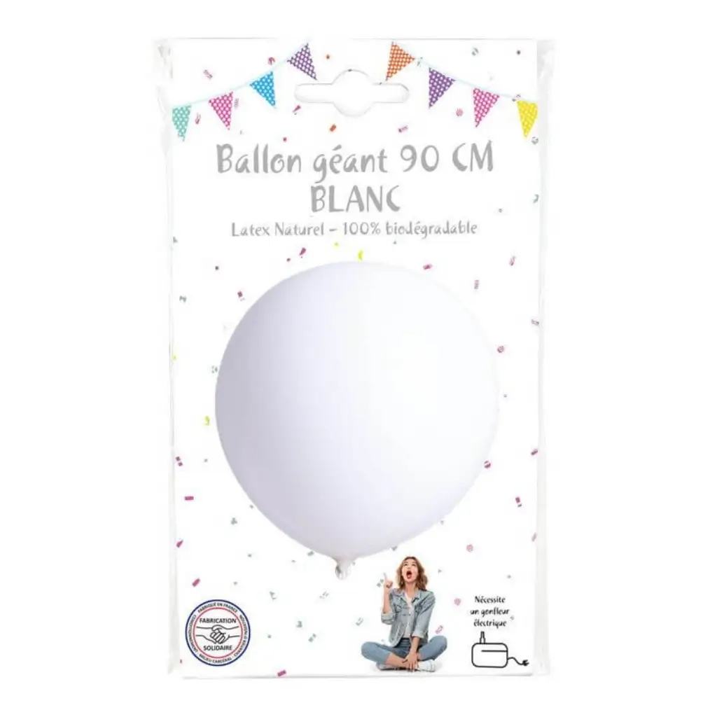 Ballon Géant Blanc 90cm -  100% Biodégradable