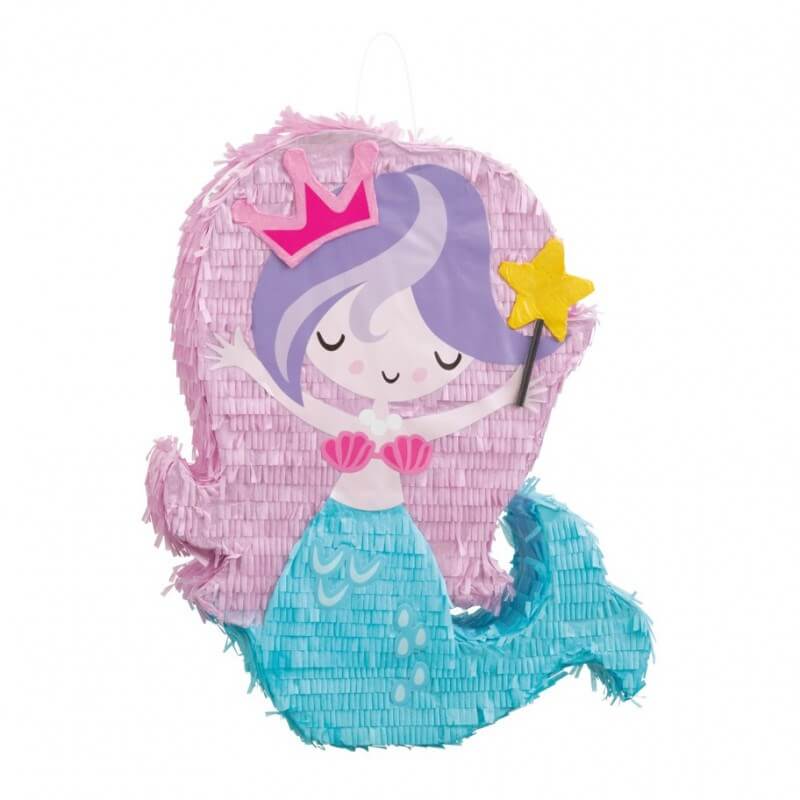 Piñata Sirène Avec Masque - Décoration Anniversaire Thème Sirène Remplie De Bonbons Pour Enfants