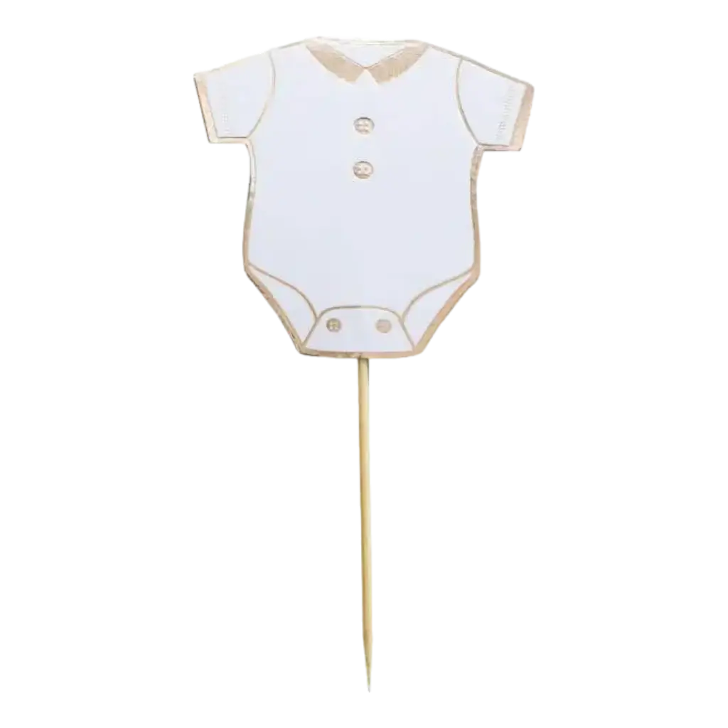 Pic décoration gâteau body  blanc et doré - Lot de 10