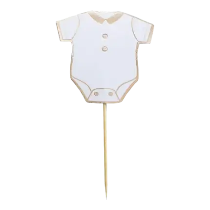 Pic décoration gâteau "body"  blanc et doré - Lot de 10