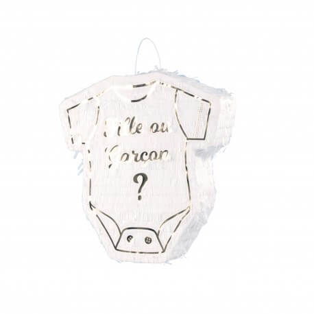Pinata Gender Reveal "Fille ou Garçon"  blanche et dorée