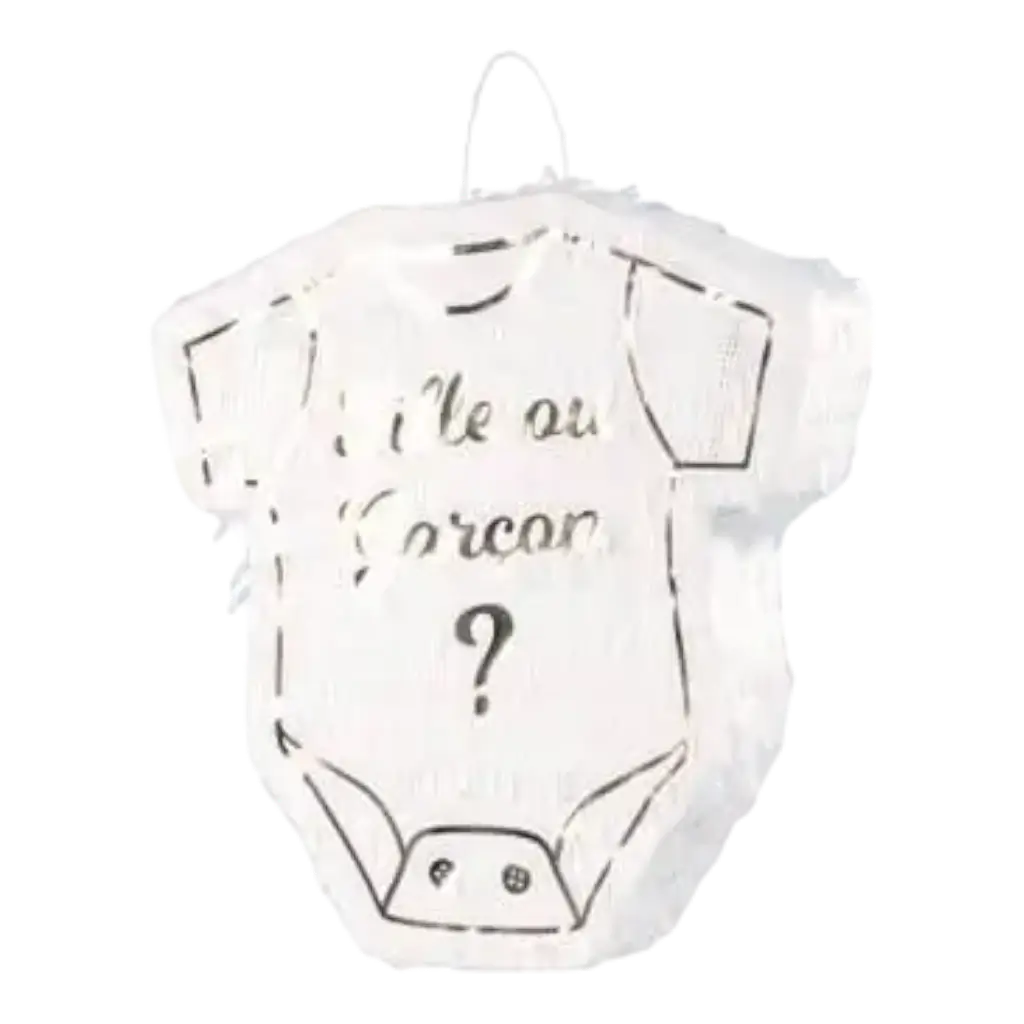 Pinata Gender Reveal Fille ou Garçon  blanche et dorée