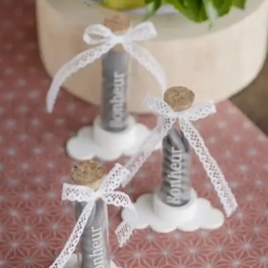 Fiole en verre Bonheur - ø 2.2 x 10 cm (Lot de 48)