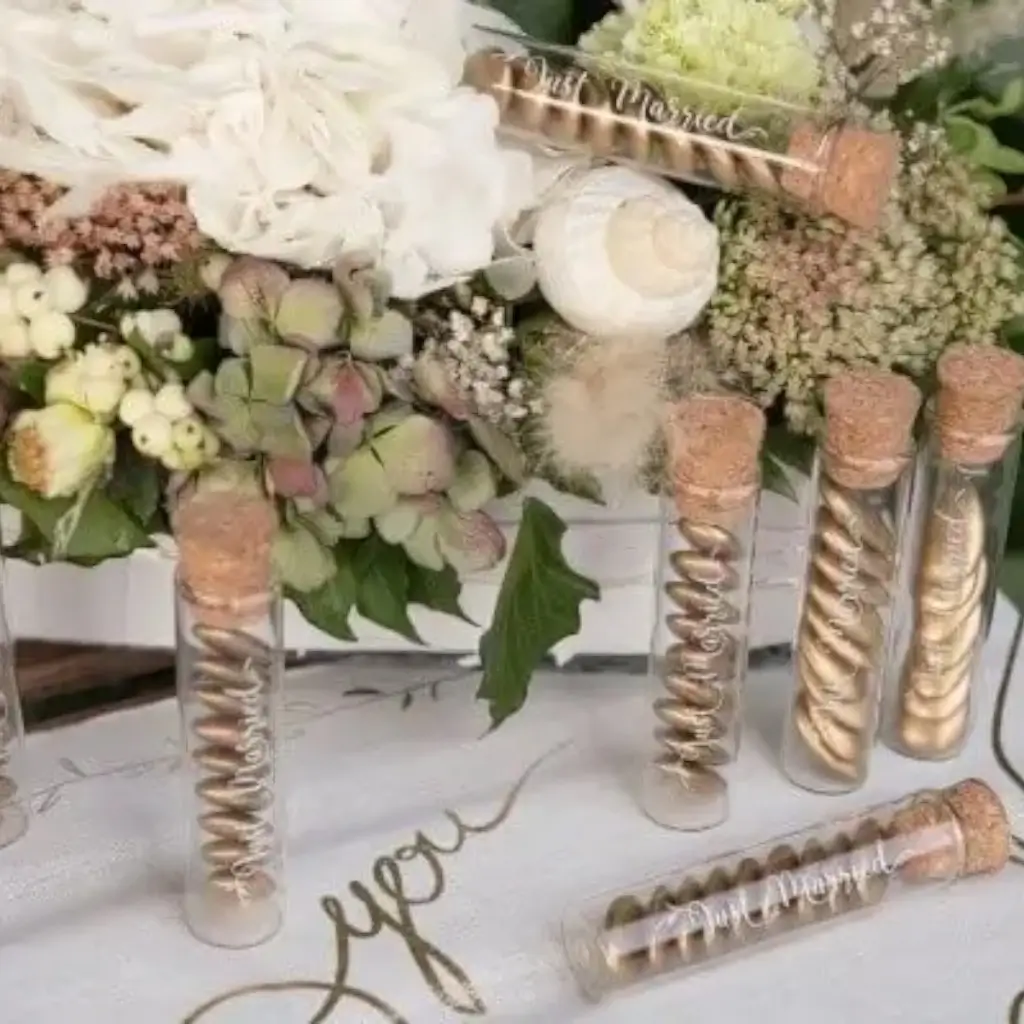 Fiole en verre just married - ø 2.2 x 10 cm (Lot de 48)