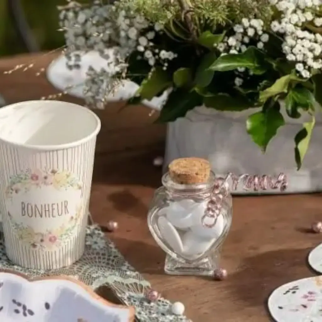 Pot en verre Forme de Cœur cadeaux invités - 4 x 6 cm