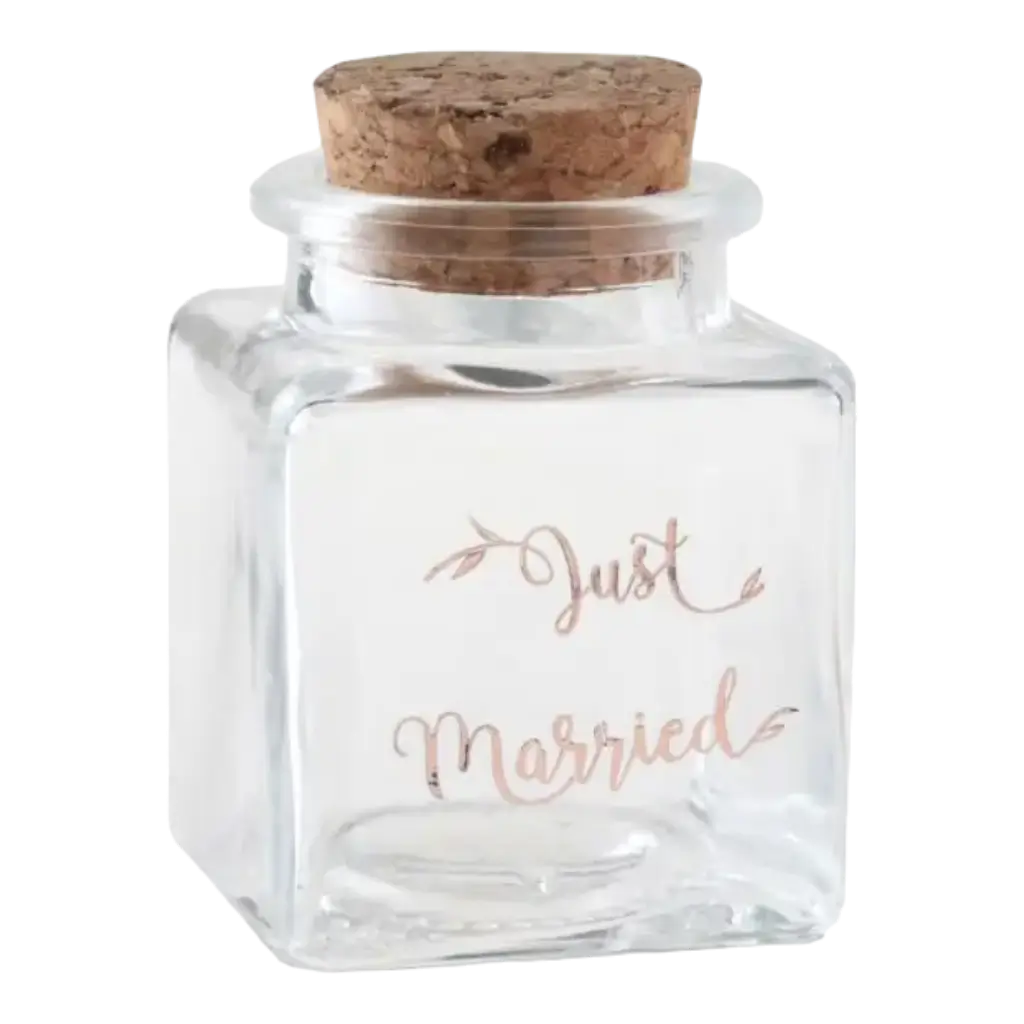 Pot en verre carré Just Married - 4x4x6cm