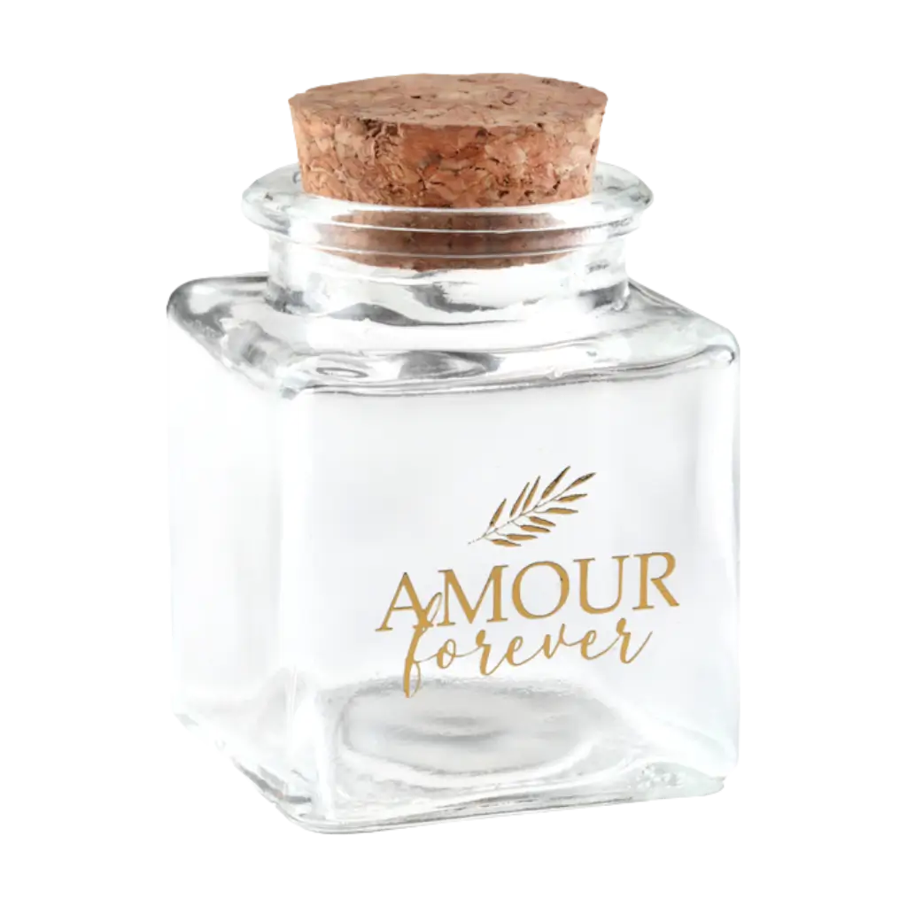 Pot en verre carré Amour Forever - 4x4x6cm