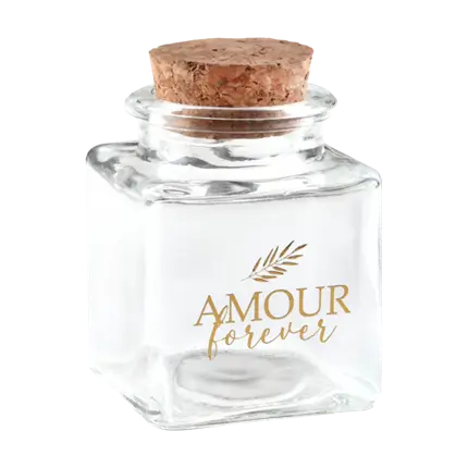 Pot en verre carré Amour Forever - 4x4x6cm