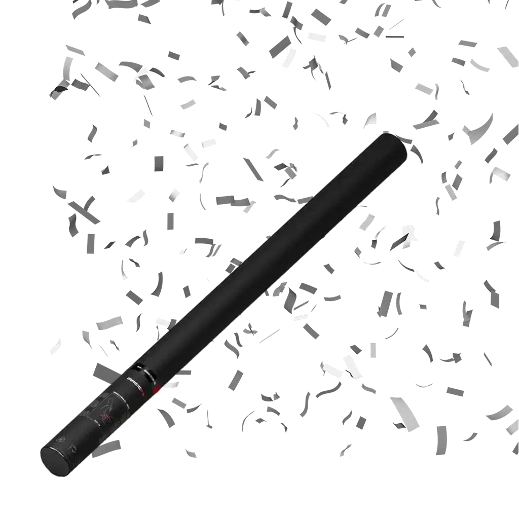 Canon à confettis Manuel Argent/Blanc 80 cm