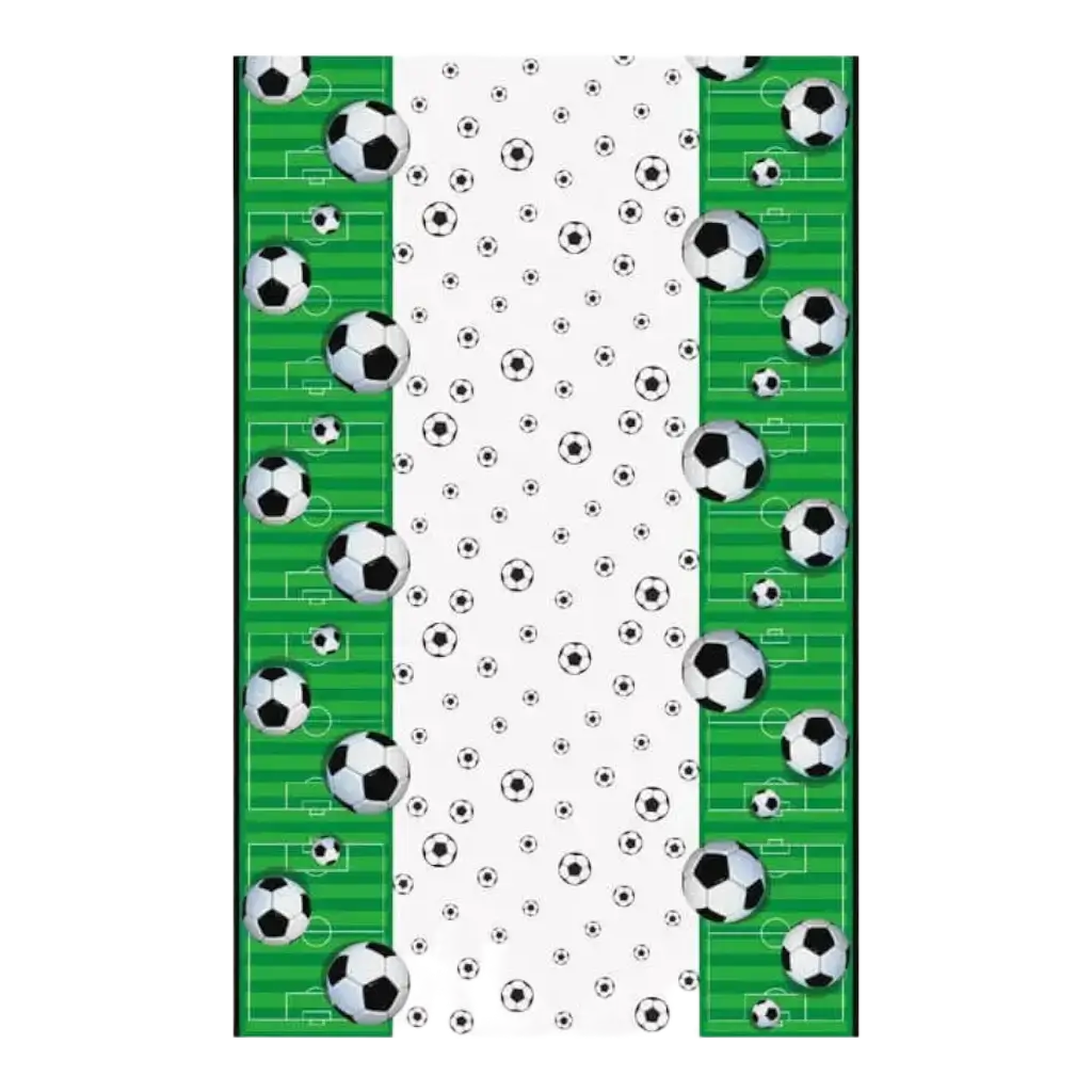NAPPE FOOTBALL BLANC &amp; VERT - 137X213CM