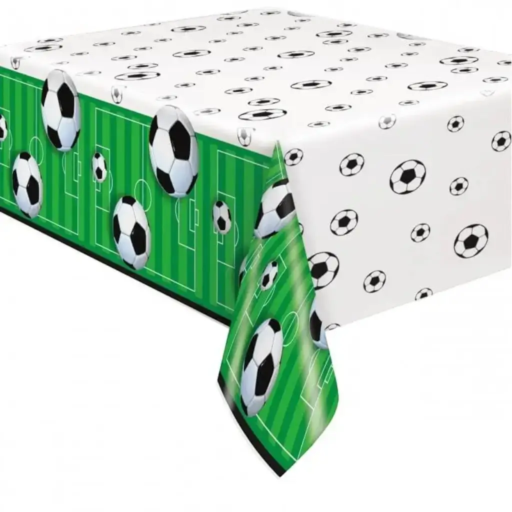 NAPPE FOOTBALL BLANC &amp; VERT - 137X213CM