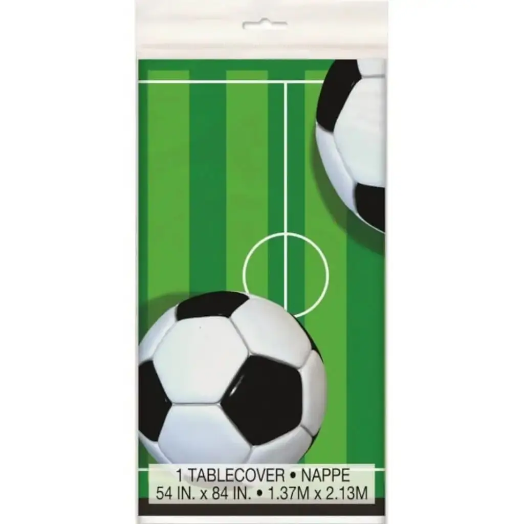 NAPPE FOOTBALL BLANC &amp; VERT - 137X213CM