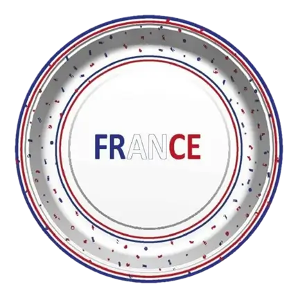 LOT DE 8 ASSIETTES - ALLEZ LA FRANCE - BLEU BLANC ROUGE 22CM