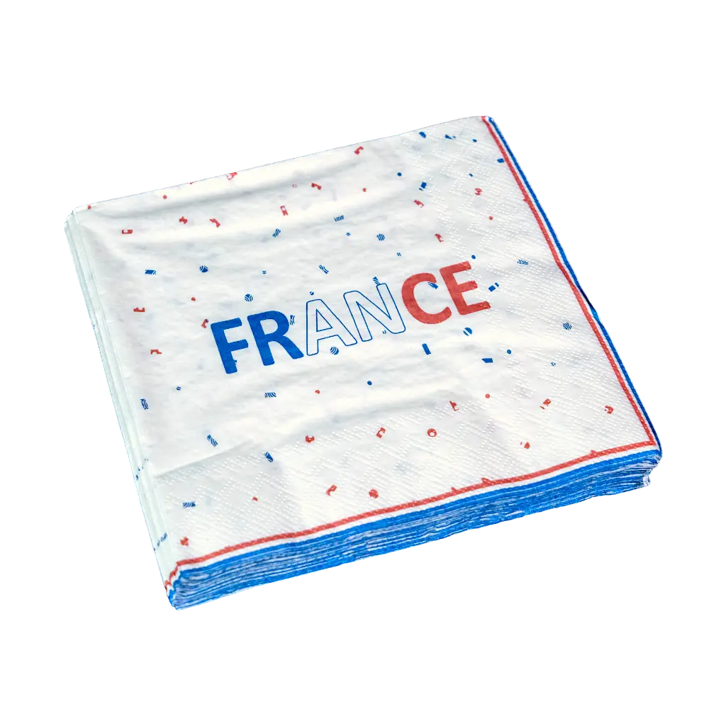 LOT 16 SERVIETTES - ALLEZ LA FRANCE - BLEU BLANC ROUGE 33CM